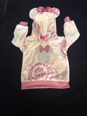 Disney Girls' Pink  Minnie Ear Hooded Pullover